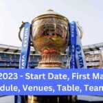 IPL 2023 - Start Date, First Match, Schedule, Venues, Table & Team List